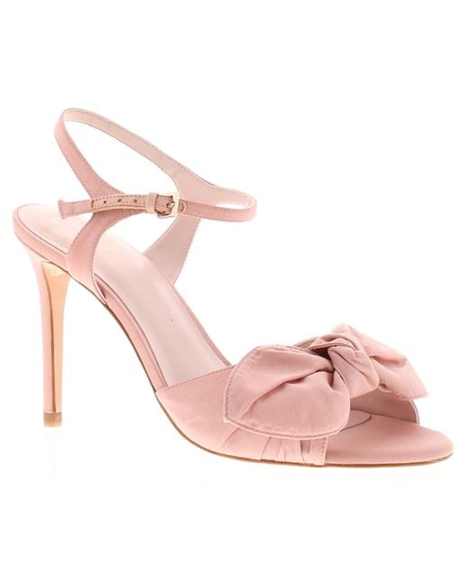 Ted Baker Pink Shoes Heevia Heels Stiletto Bow Detail Strappy Textile