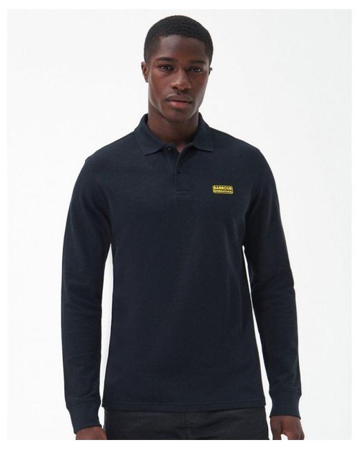 Barbour Blue Essential Long Sleeve Polo for men