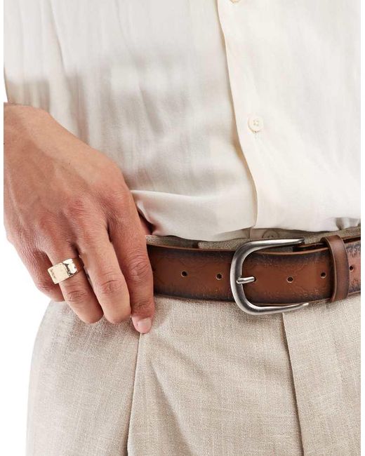 ASOS Natural Embossed Belt for men
