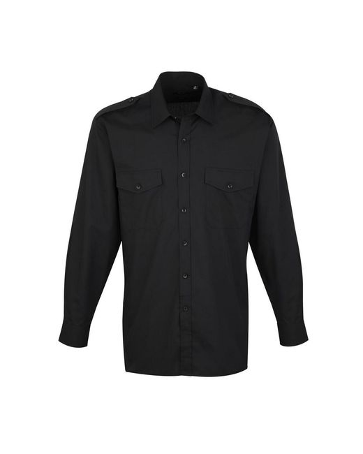 PREMIER Black Long-Sleeved Pilot Shirt for men