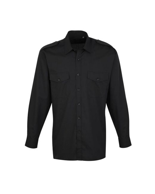 PREMIER Black Long-Sleeved Pilot Shirt for men
