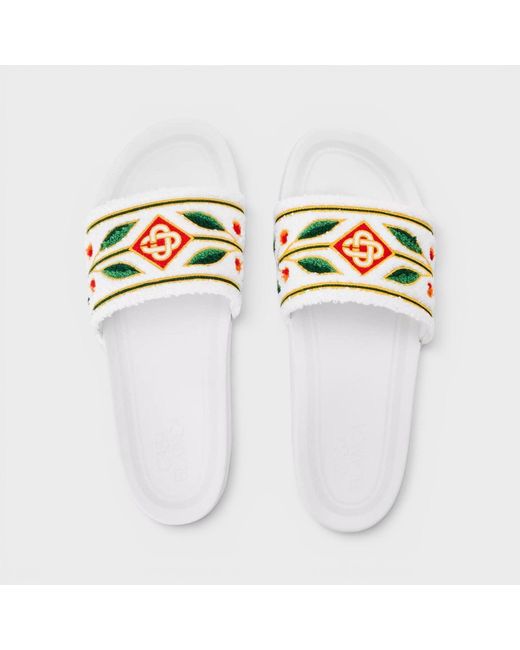Casablanca White Embroidered Terry Slider Fabric