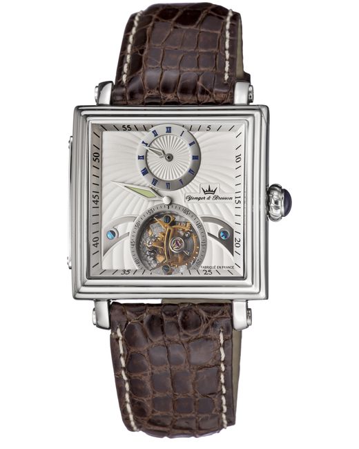 Yonger Gray Leather Band Watch Crocodile for men