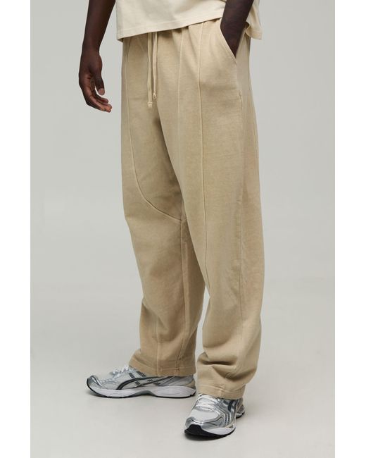 BoohooMAN Natural Balloon Fit Seam Detail Washed Jogger for men