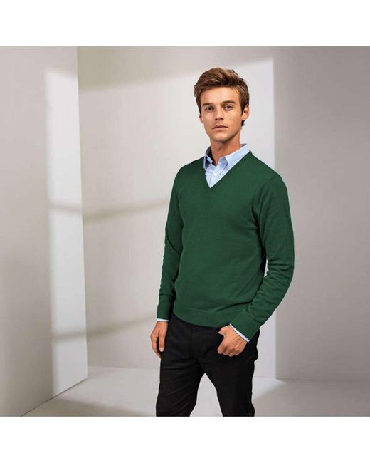 PREMIER Green V-Neck Knitted Sweater (Bottle) for men