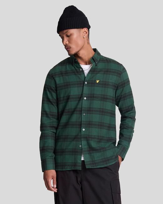 Lyle & Scott Green Tonal Check Flannel Shirt for men
