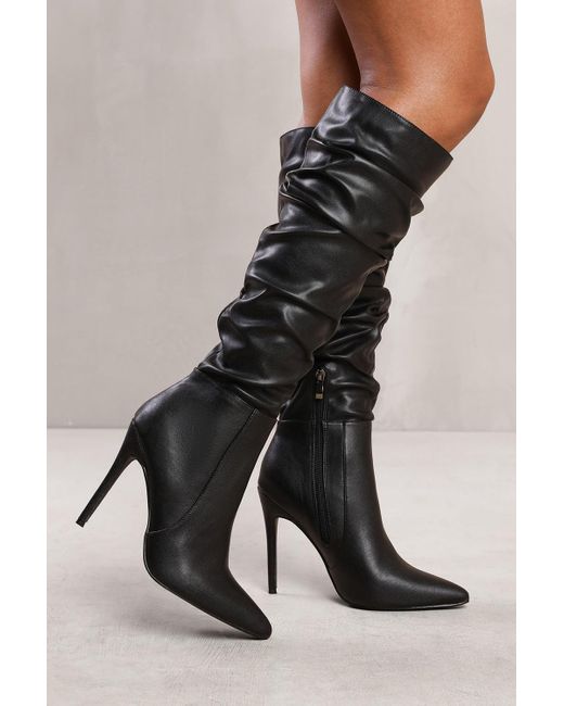 Where's That From Black Wheres 'Amelia' Below Knee High Heel Slouch Boot