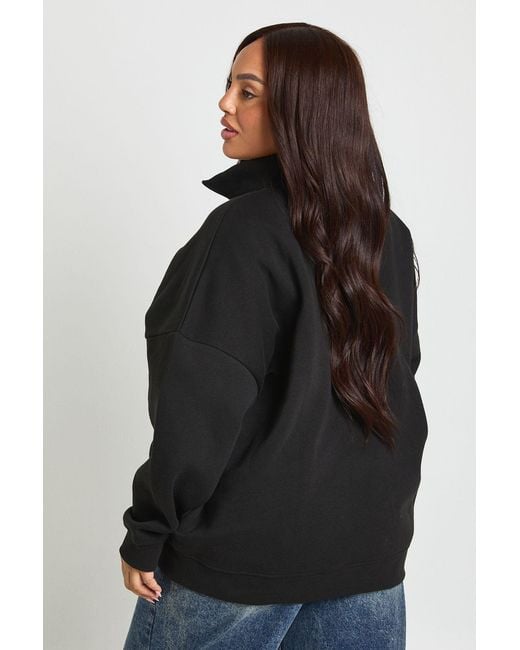Boohoo Black Plus Oversized Half Zip Sweatshirt