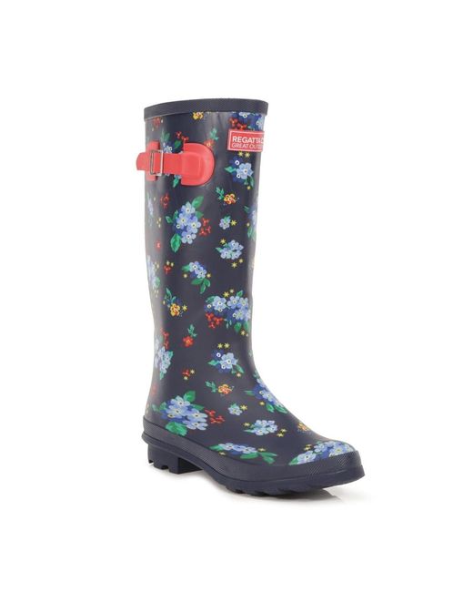Regatta Blue Lady Fairweath Floral Rain Boots