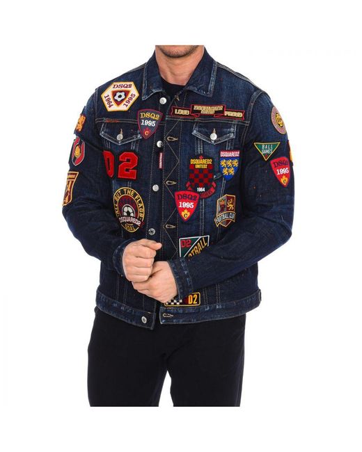 DSquared² Blue Denim Jacket With Patches S74Am1079-S30664 for men