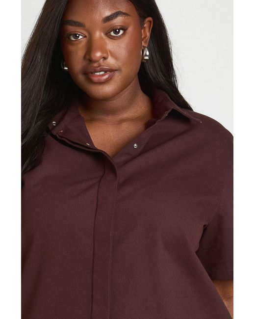 Boohoo Purple Chambray Button Through Shirt