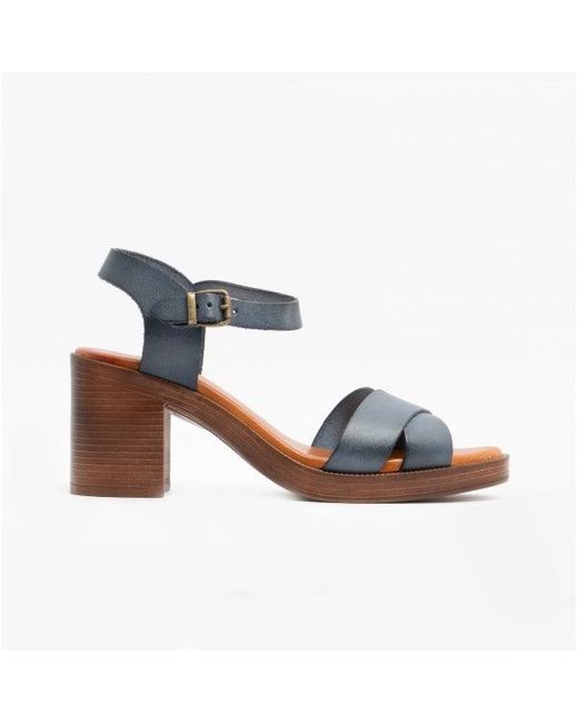 Hush Puppies Blue Georgia Ladies Leather Heeled Sandals