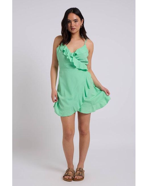 Urban Bliss Green Cami Frill Woven Tea Dress