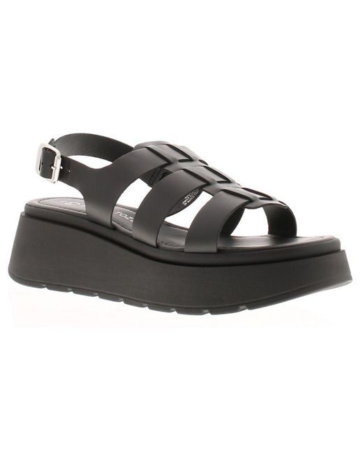 Marco Tozzi Black Sandals Wedge Marin Leather Buckle Leather (Archived)