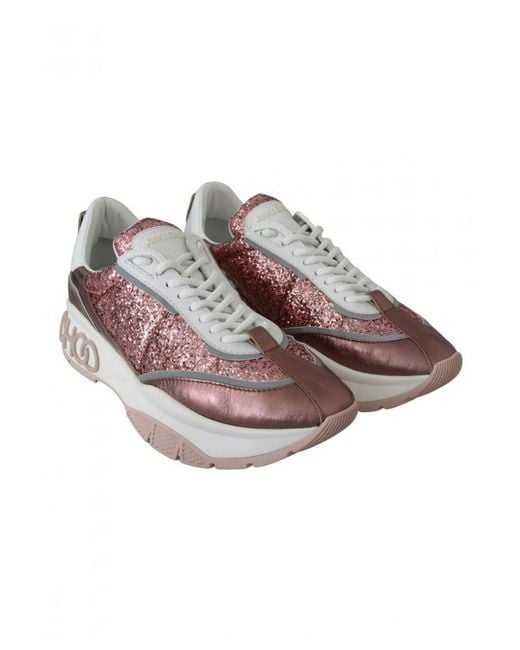 Jimmy Choo Pink Candyfloss Leather Raine Sneakers Fabric