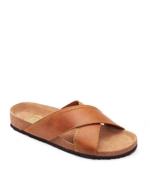 Base London Brown Cancun Pull Up Sandals Leather for men