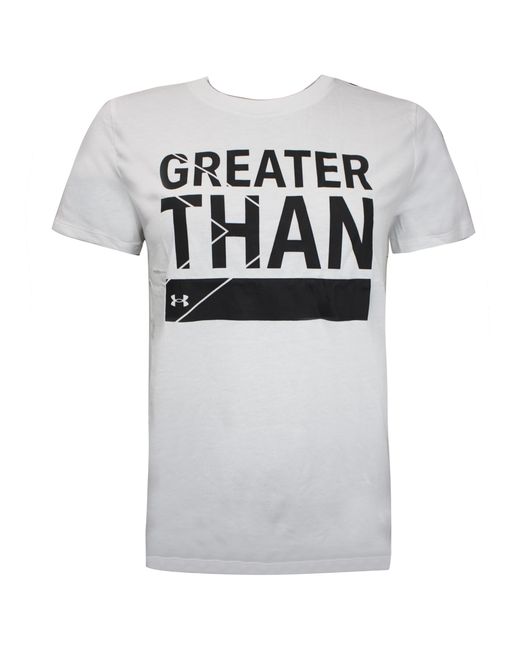 Under Armour White Greather Than T-Shirt Graphic Top 1356306 100 Cotton