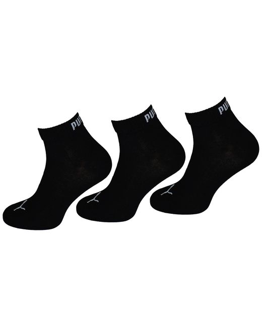 PUMA Black 3-Pack Quarter Plain Socks Cotton for men