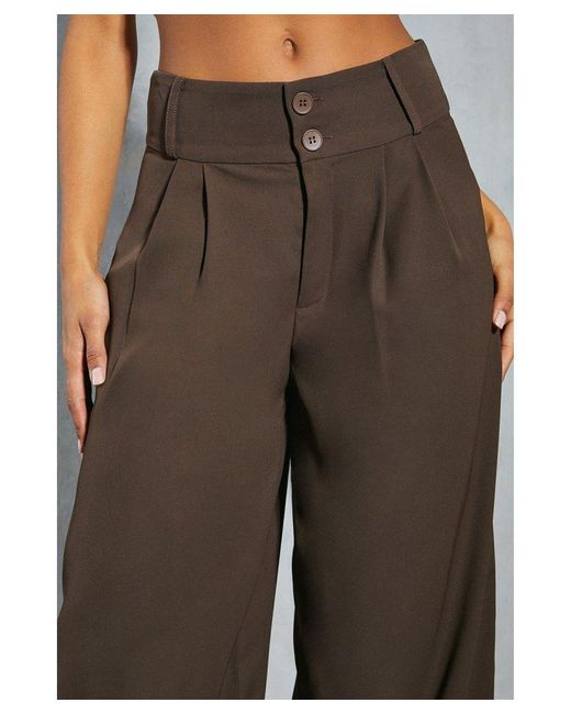 MissPap Gray Tailored High Waisted Button Detail Trousers