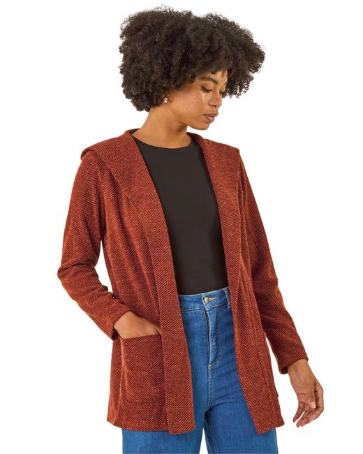 Roman Red Longline Hooded Cardigan