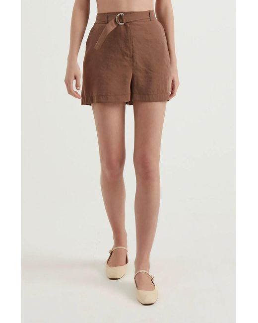 Hiccup Natural High Waist Casual Shorts With A Belt Detail