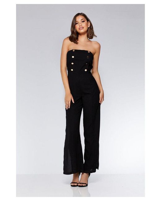 Quiz Blue Black Gold Button Jumpsuit