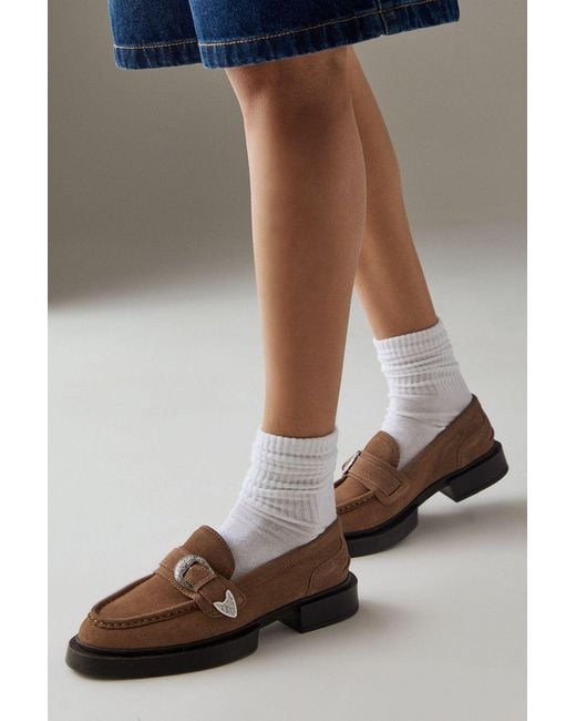 Faith Black Betsy Suede Western Buckle Chunky Loafers