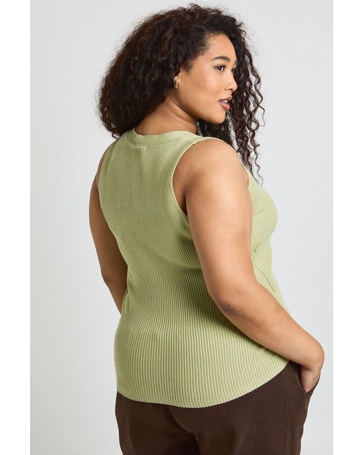 Boohoo Green Plus Rib Knitted Waistcoat