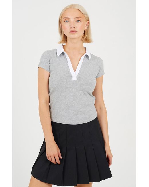 Brave Soul White Cotton Jersey Collared T-Shirt