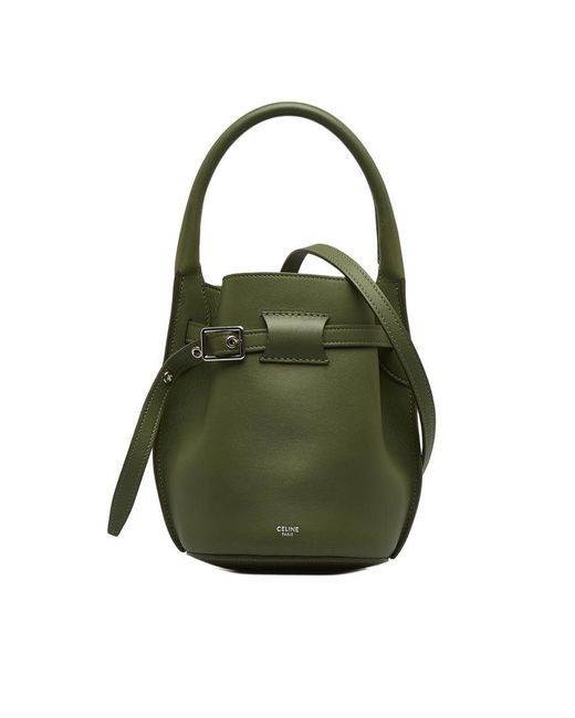 Céline Vintage Nano Big Bucket Bag Green Calf Leather