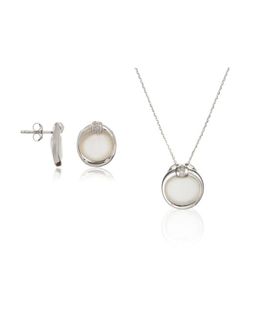 Orphelia Metallic 925 Sterling Set: Chain-Pendant + Earrings