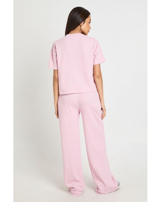 Boohoo Pink Waffle Straight Leg Trouser