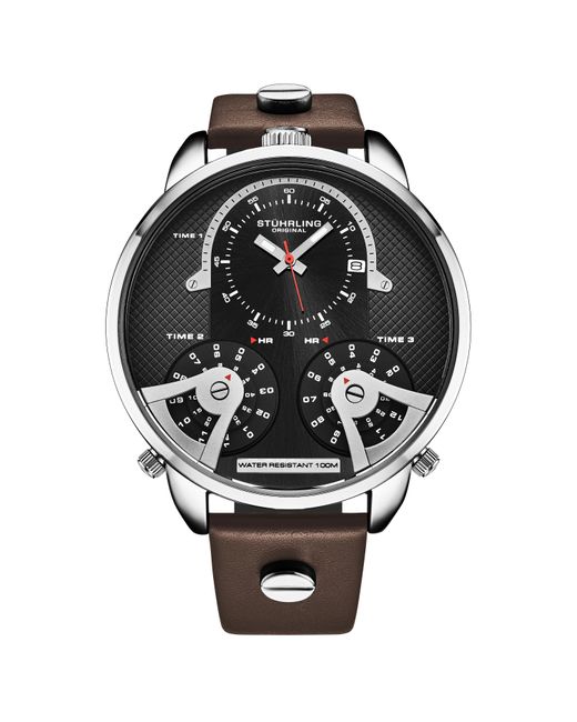 Stuhrling Metallic Terratime Triple-Time 4051 Quartz 50Mm for men