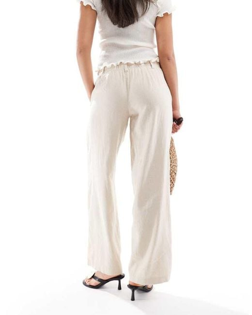 Hollister White Low Rise Linen Super Baggy Trousers
