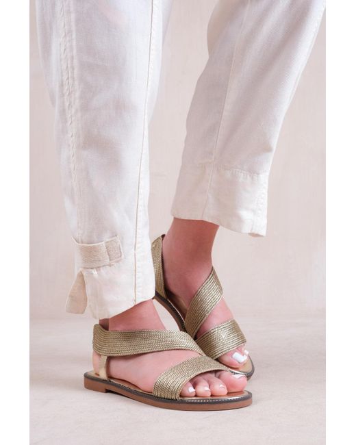Where's That From Pink 'Studio' Flat Sandals With Threaded Wide Straps