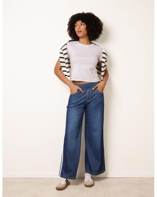 Blue Vanilla Blue Multi Stretch Side Stripe Deep Waistband Trousers