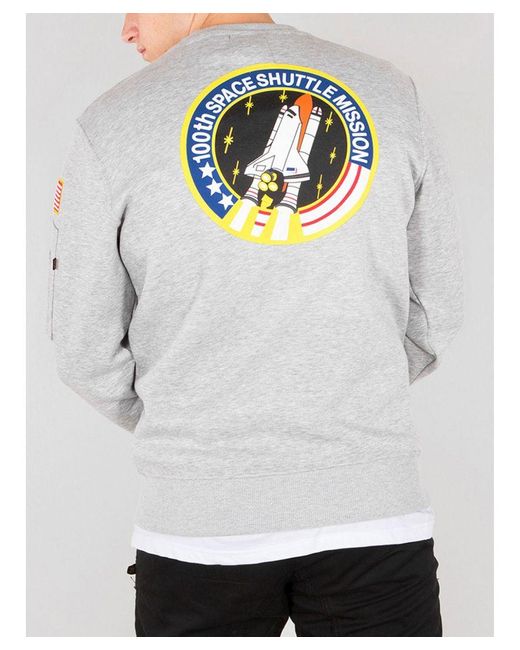 Alpha Industries Gray Space Shuttle Sweater Heather Cotton for men