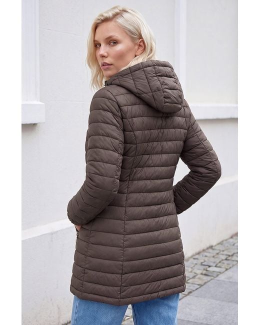 Roman Gray Petite Metallic Finish Quilted Puffer Coat
