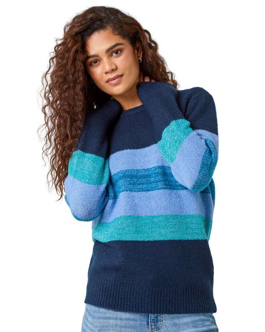 Roman Blue Shimmer Stripe Stretch Jumper