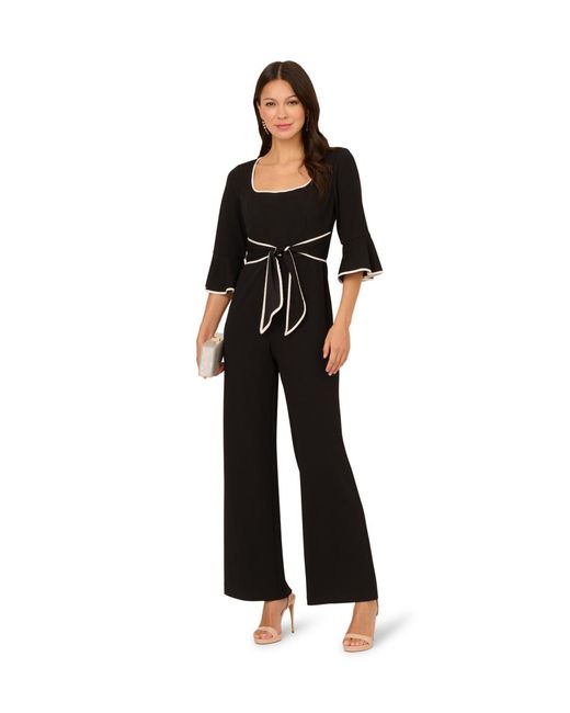 Adrianna Papell Black Ruffle Sleeve Jumpsuit