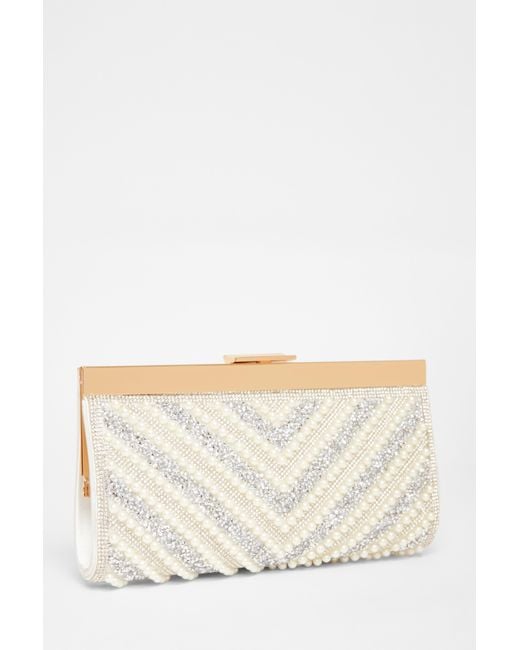 Quiz Gray Bridal Embellished Clutch Bag