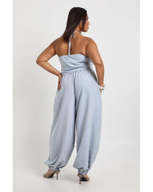 Boohoo Blue Plus Balloon Elasticated Waist Trouser