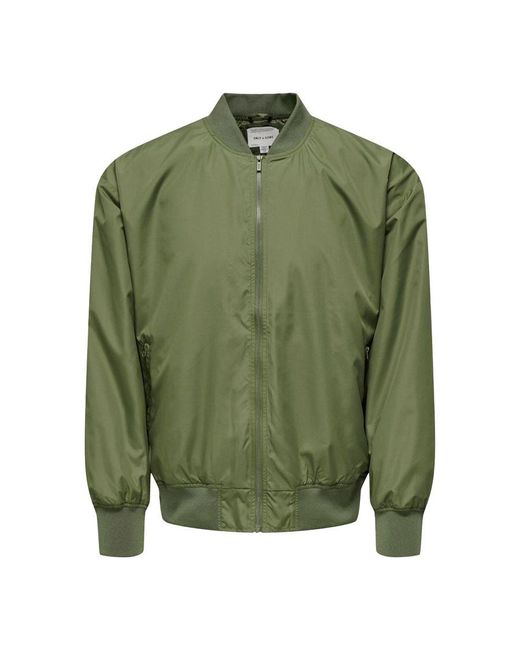 Only & Sons Green Bomber Jacket for men
