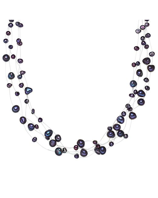 Valero Pearls Blue Fresh Water Cultured Pearl Necklace