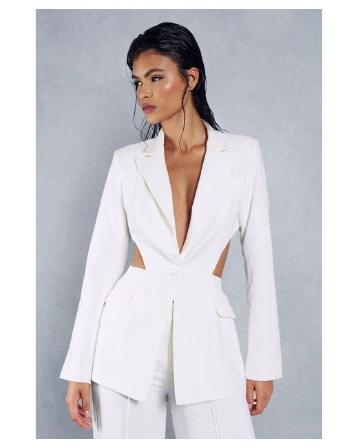 MissPap White Cut Out Tailored Oversized Blazer