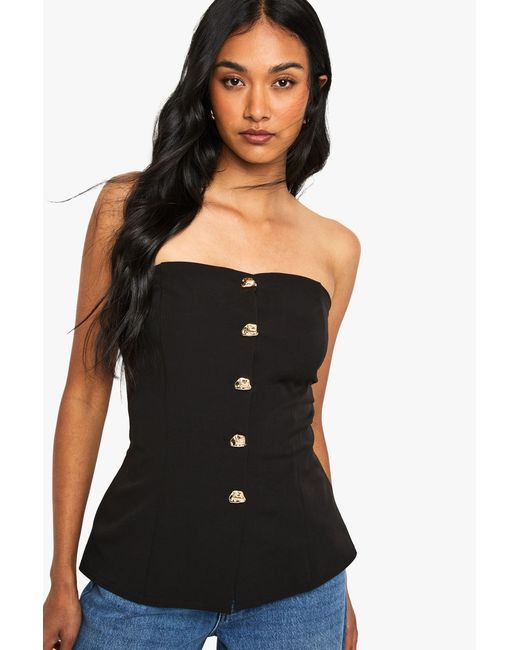 Boohoo Black Trim Bandeau Fitted Waistcoat
