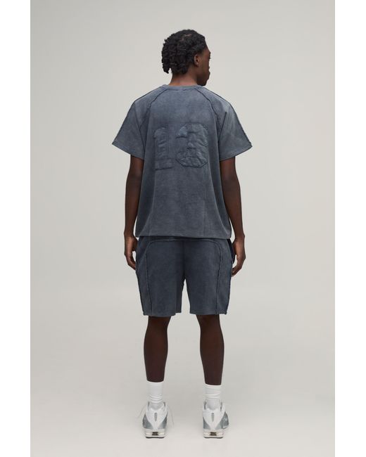 BoohooMAN Blue Oversized Boxy Short Sleeve Raglan T-Shirt & Set for men
