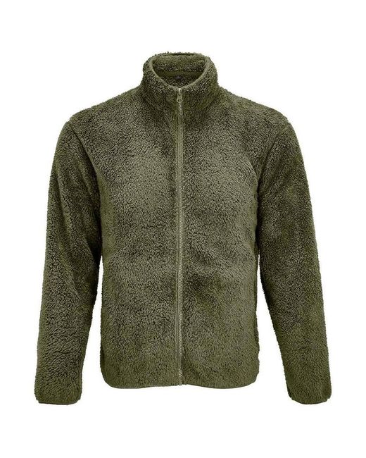 Sol's Green Adult Finch Fluffy Jacket (Army)
