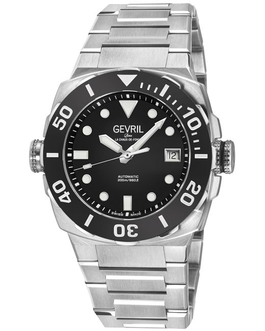 Gevril Gray Fortuna 316L Stainless Steel Case, Bezel, Enamel Dial, Bracelet for men