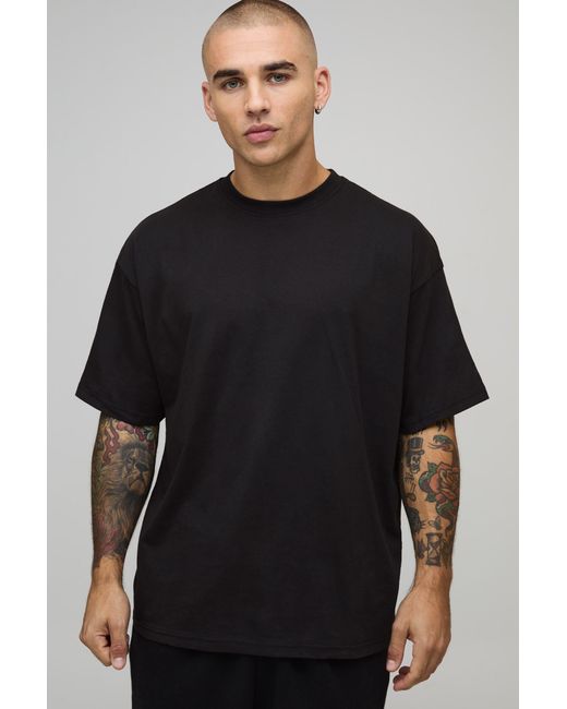 BoohooMAN Black Basic Oversized Extended Neck T-Shirt for men